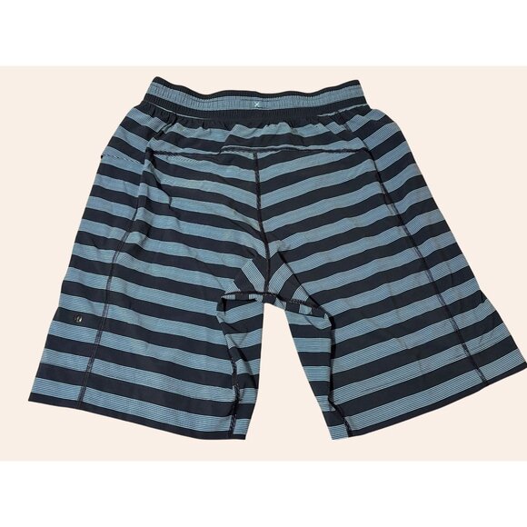Like New Lululemon Mens Core Shorts 11" Navy Teal Stripe Swift Athletic M - Picture 5 of 8